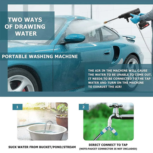 10000mAh Cordless High Pressure Car Washer Spray Rechargeable 2 Type Wash Gun Electric Water Gun  Machine For Makita 18V Battery