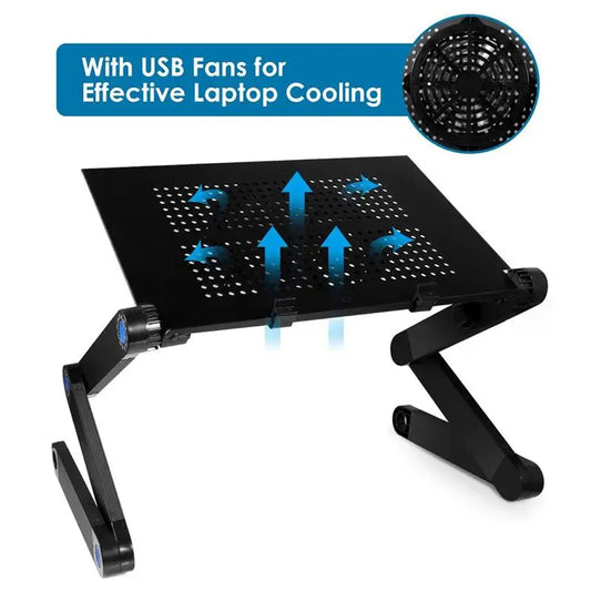 Adjustable Aluminum Laptop Desk Portable Ergonomic TV Bed Lapdesk Tray PC Table Stand Notebook Table Desk Stand With Mouse Pad